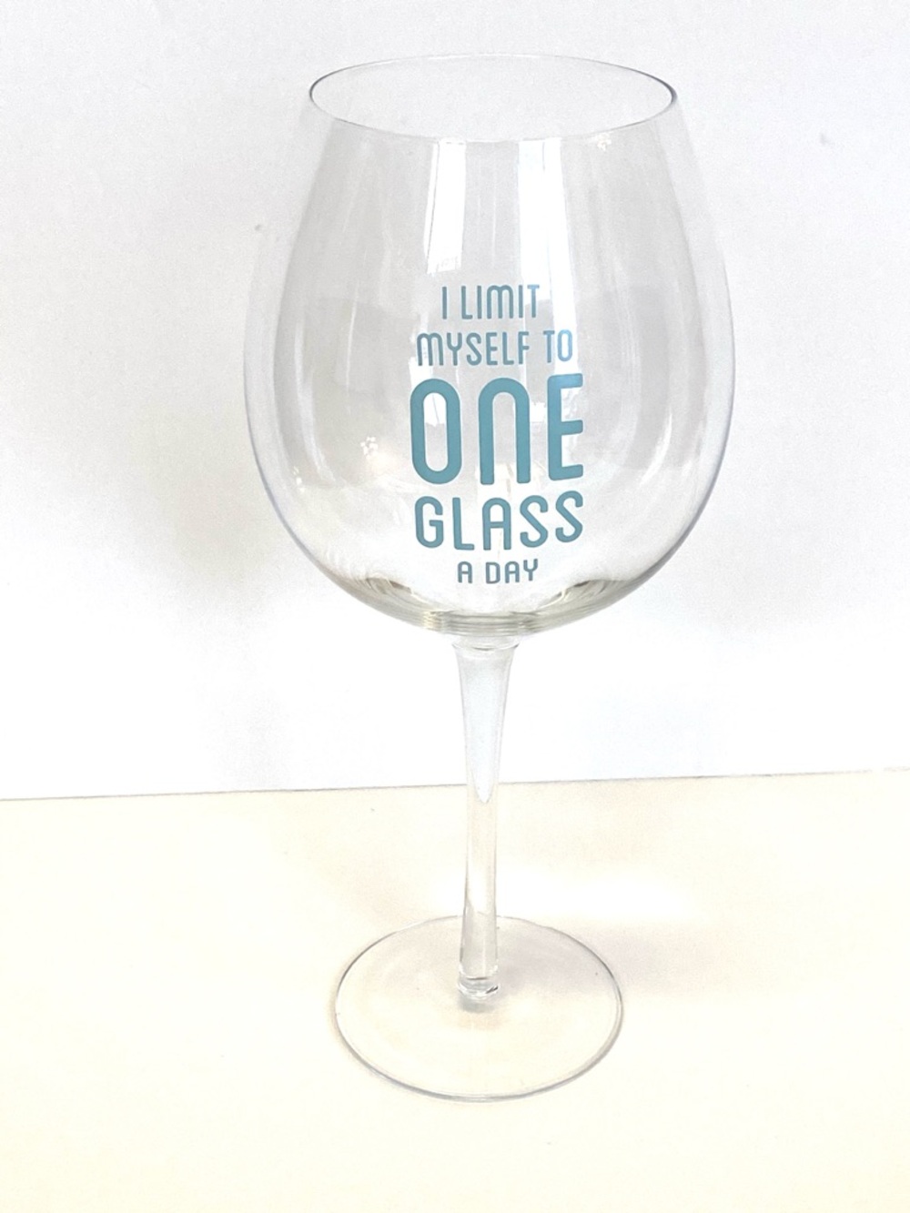 Funny Wine Glass “One Glass a Day” Large Goblet Humor Gift for Wine Lover 386